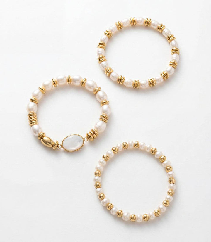 Pearl Stack Bracelets, Set Of 3