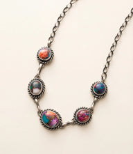 Pink Dahlia Turquoise Short Necklace