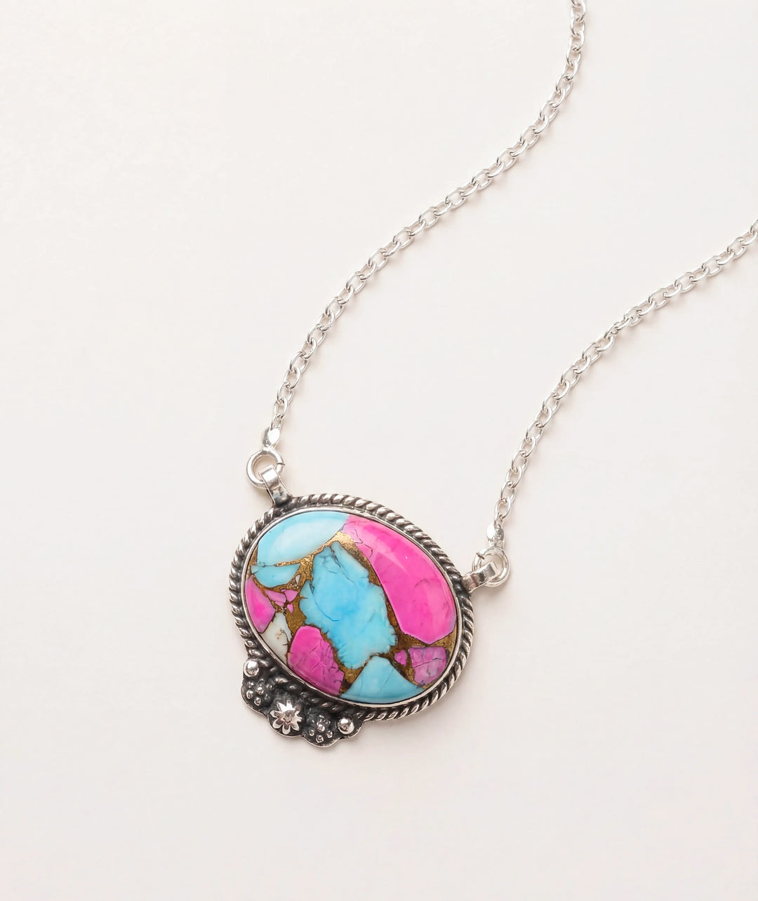 Cotton Candy Turquoise Oval Necklace