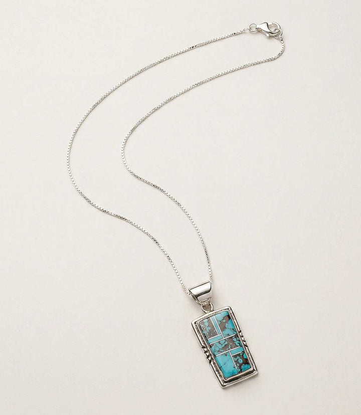 Golden Hill Turquoise Inlay Pendant Necklace