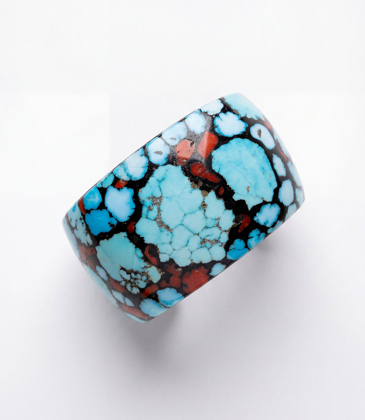 Turquoise And Coral Cuff Bracelet