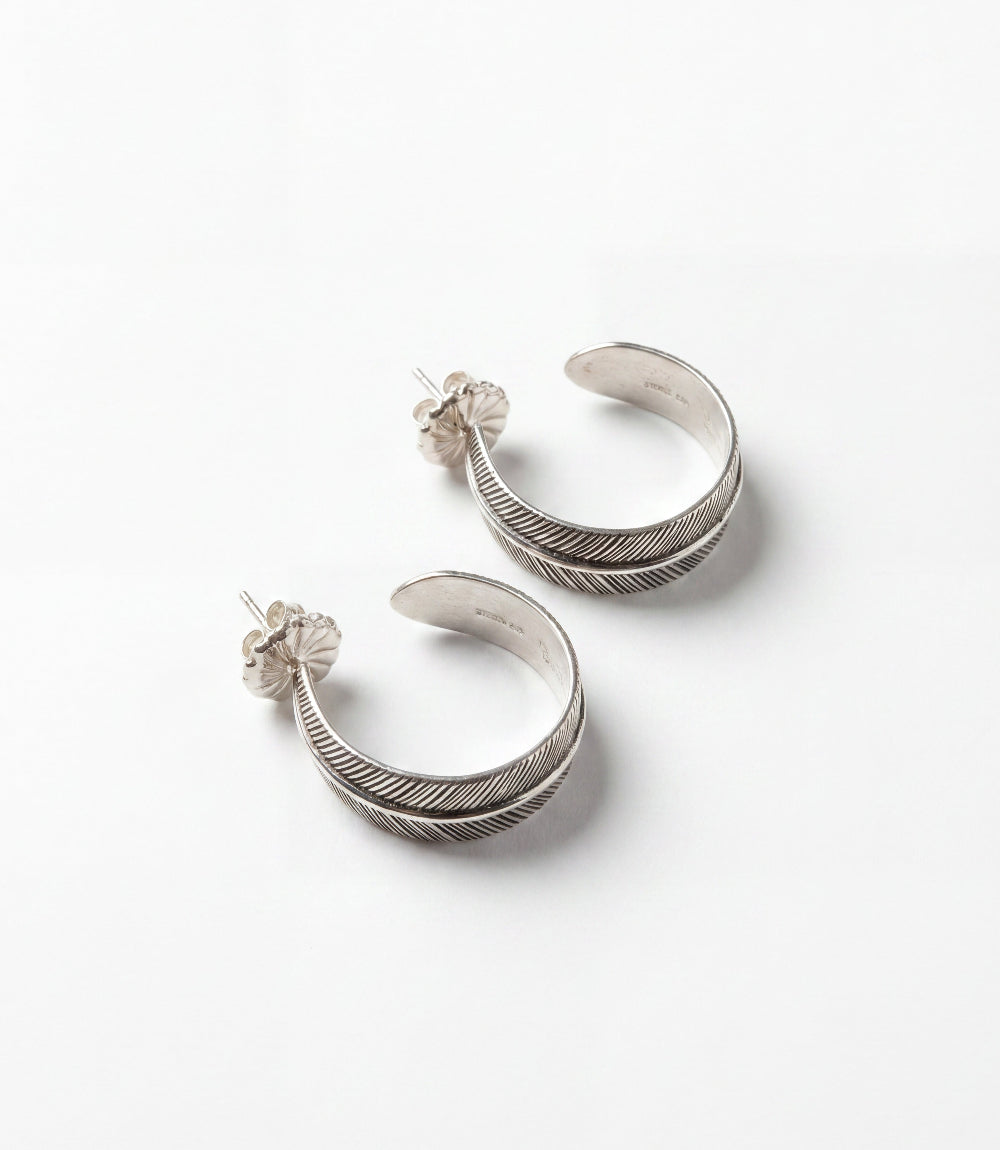 Sterling Silver Feather Hoop Earrings