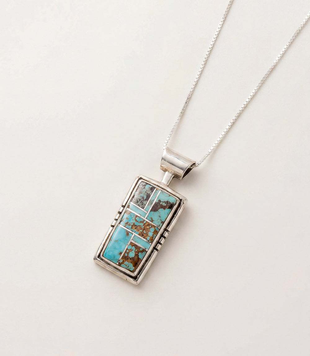 Golden Hill Turquoise Inlay Pendant Necklace