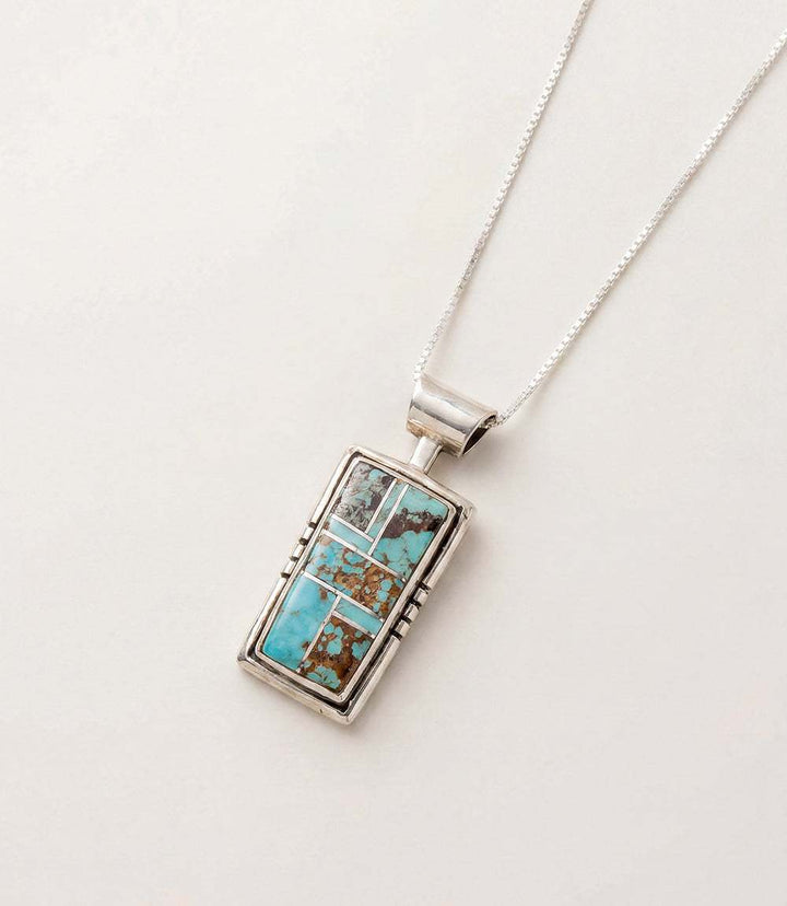 Golden Hill Turquoise Inlay Pendant Necklace