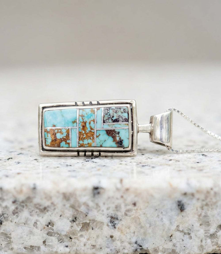 Golden Hill Turquoise Inlay Pendant Necklace