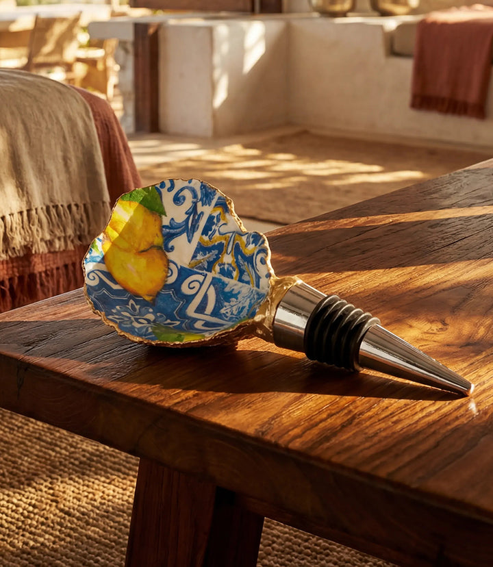 Lemon Tile Oyster Shell Wine Stopper