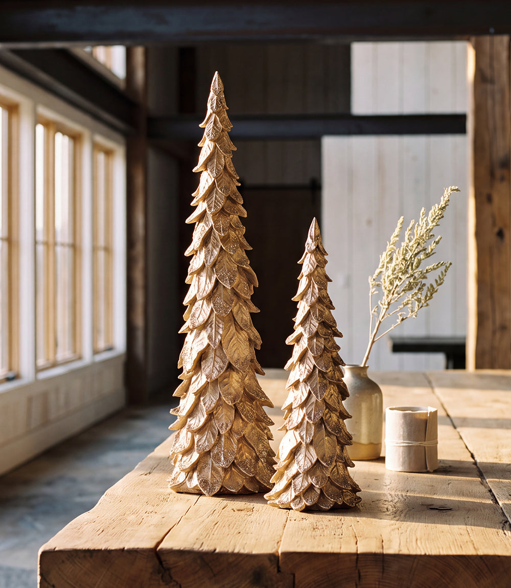 Gold Glitter Trees, Set Of 2