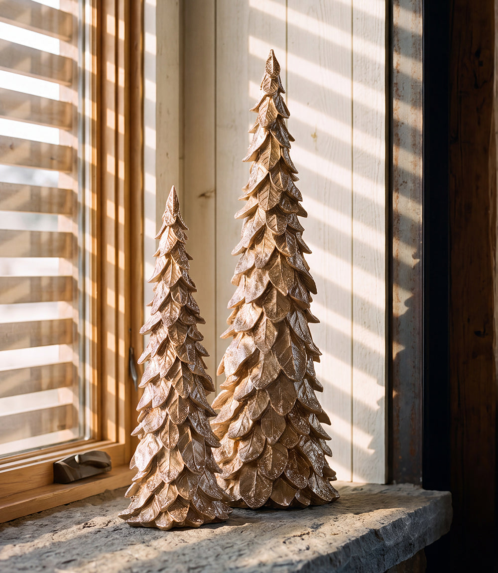 Gold Glitter Trees, Set Of 2
