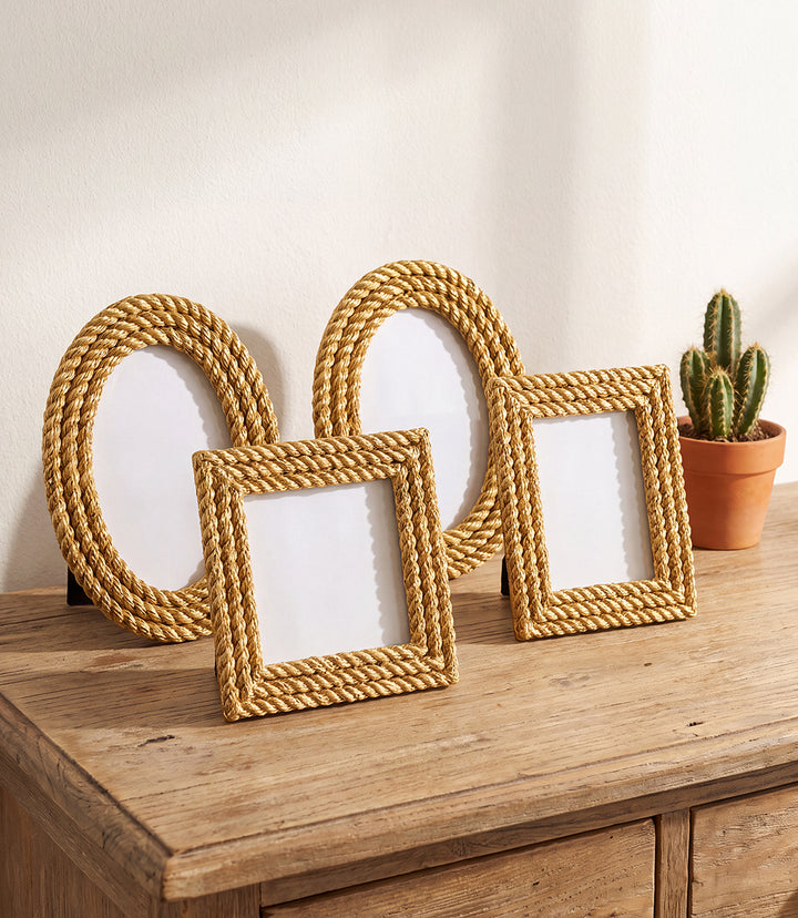 Gold Rope Picture Frames, Set Of 4