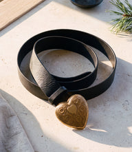 Streets Ahead Leather Embellished Heart Buckle Belt
