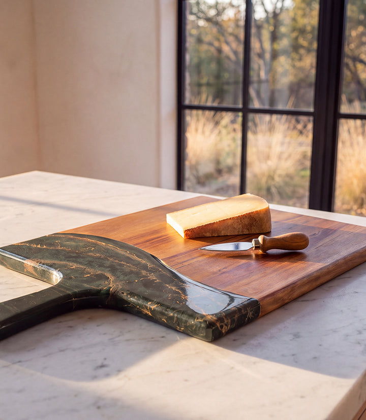 Gilded Jade Resin Tray With Handle