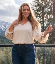 Plus Size Layered Sleeve Asymmetric Top