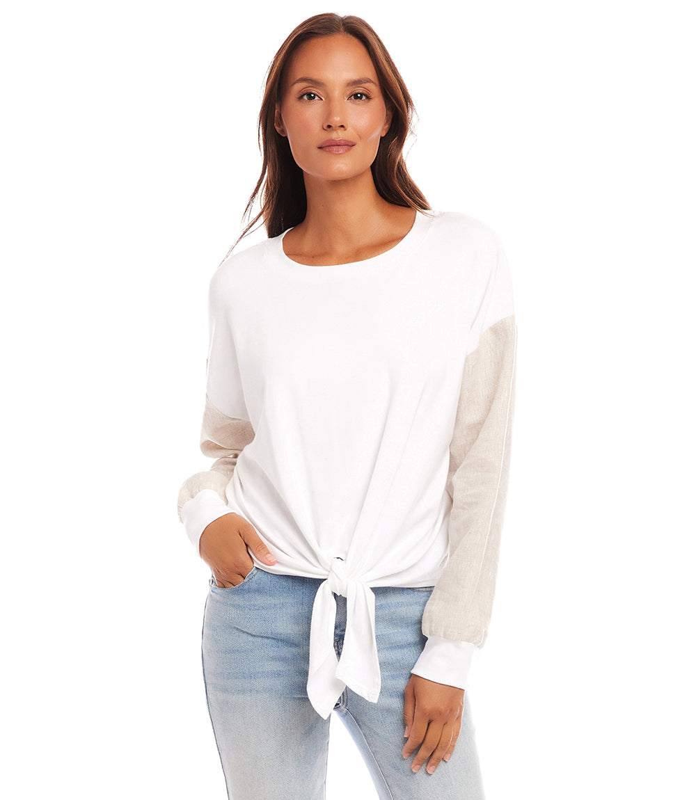 Contrast Tie-Front Top