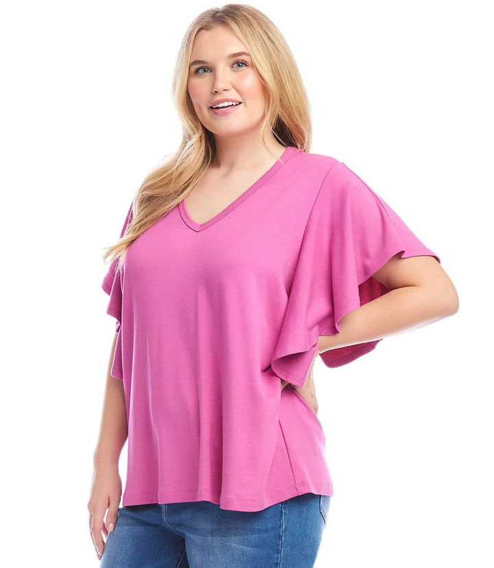 Plus Size Flutter Sleeve Top