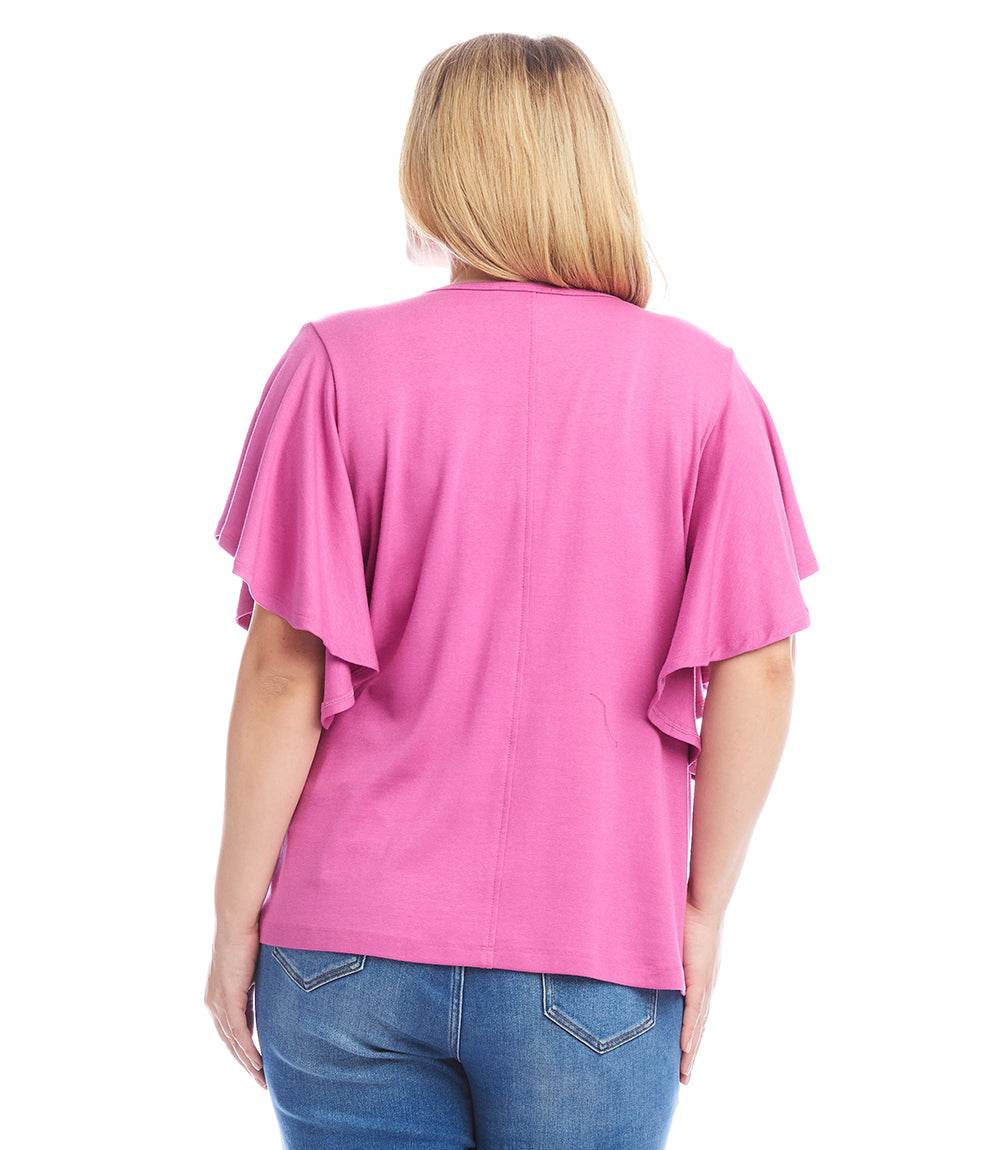 Plus Size Flutter Sleeve Top