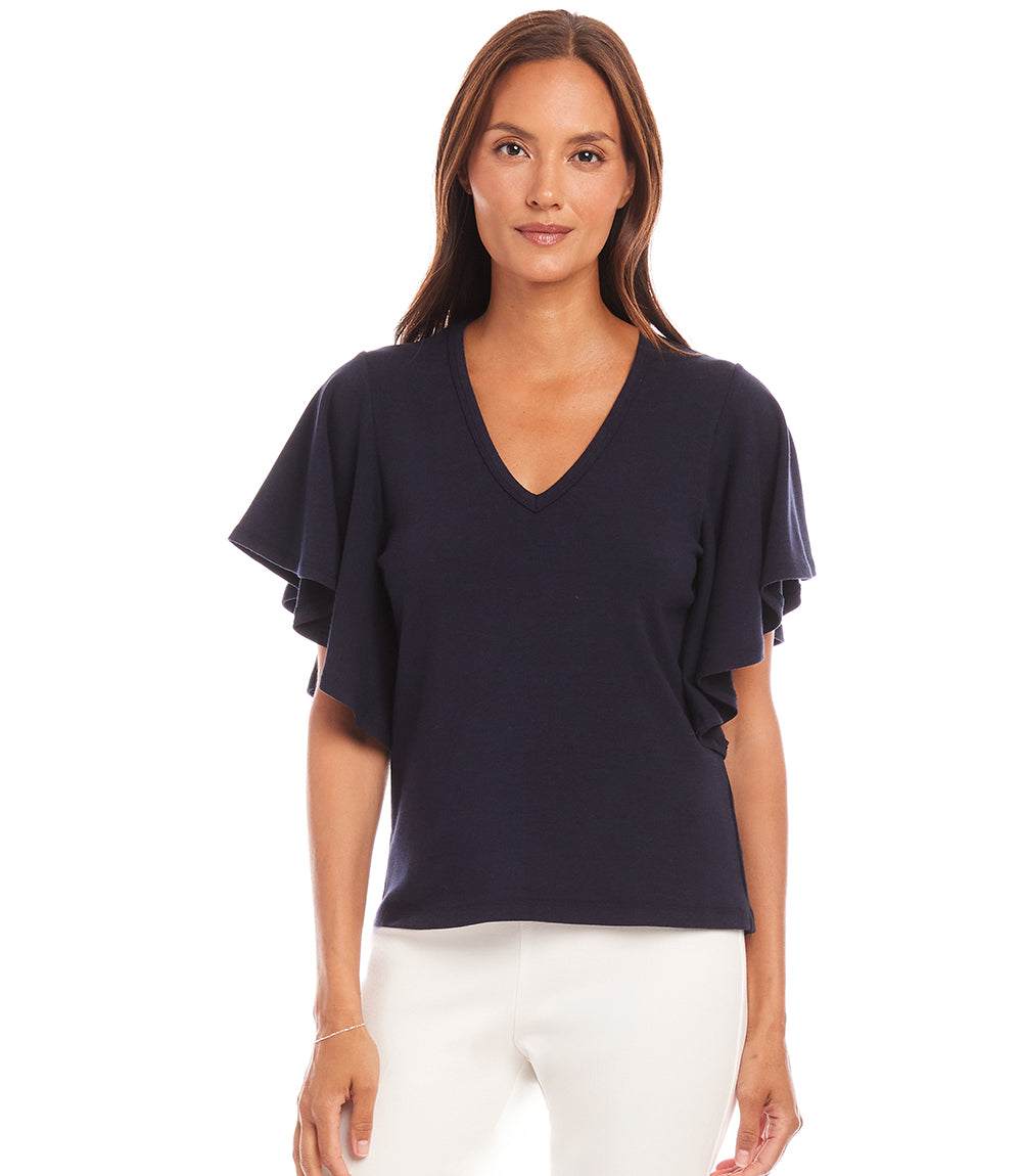 Flutter Sleeve V-Neck Top