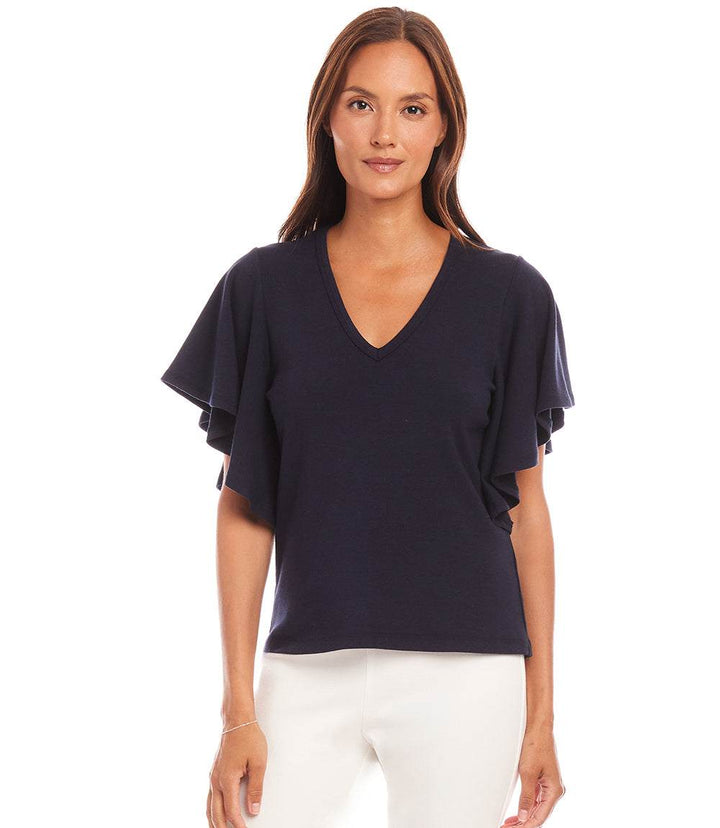 Flutter Sleeve V-Neck Top