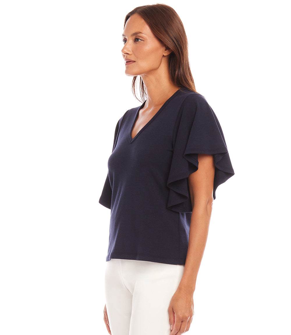 Flutter Sleeve V-Neck Top