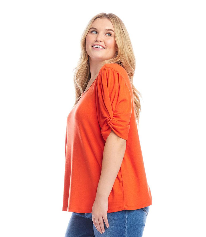 Plus Size Twist Sleeve Top