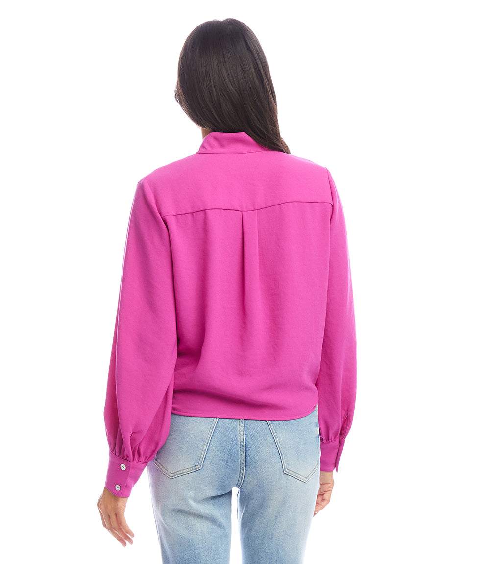 Long Sleeve Tie-Front Top