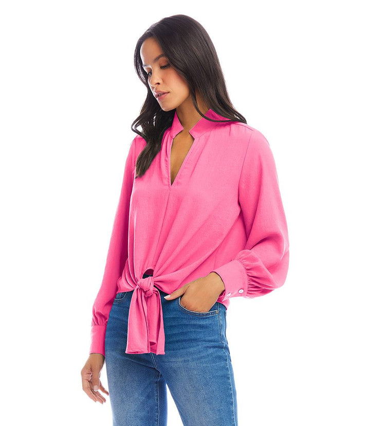 Long Sleeve Tie-Front Top