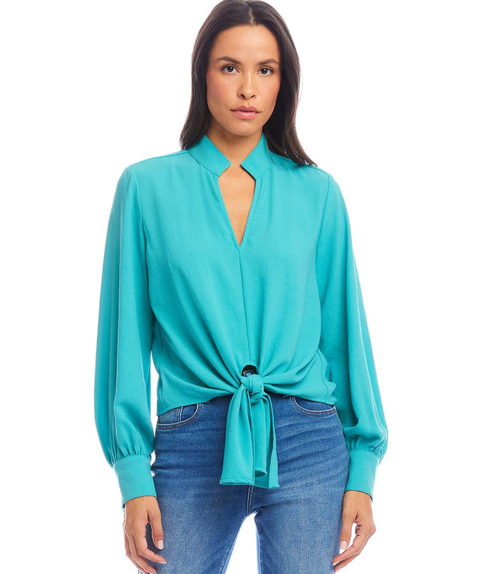 Long Sleeve Tie-Front Top