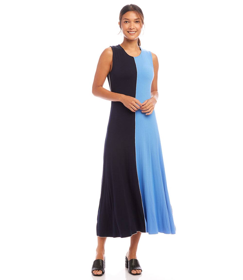 Sleeveless Colorblock Midi Dress