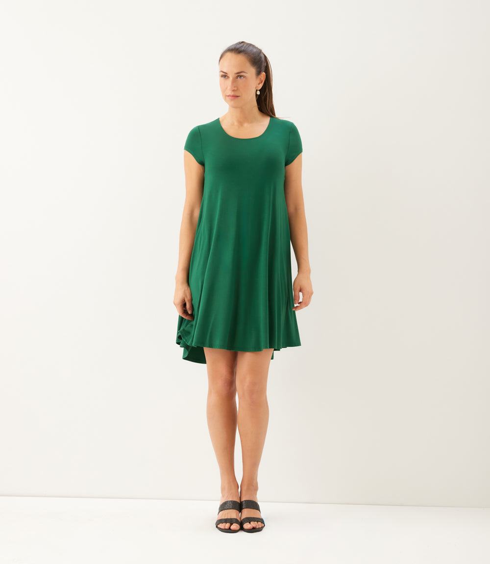 Karen Kane Women's Maggie Trapeze Dress, Large, L, Spruce, Rayon/Spandex