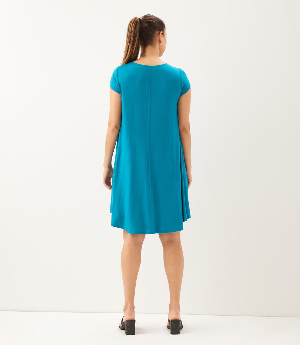 Karen Kane Women's Maggie Trapeze Dress, Small, S, Teal, Rayon/Spandex Karen Kane Women's Maggie Trapeze Dress, Small, S, Teal, Rayon/Spandex