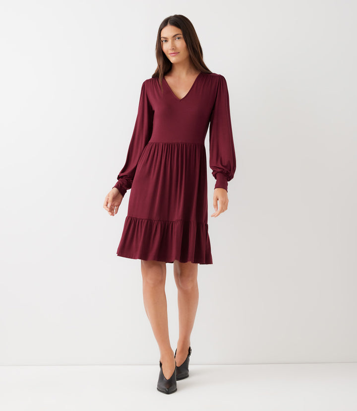 Petite Size Long Sleeve Tiered Dress