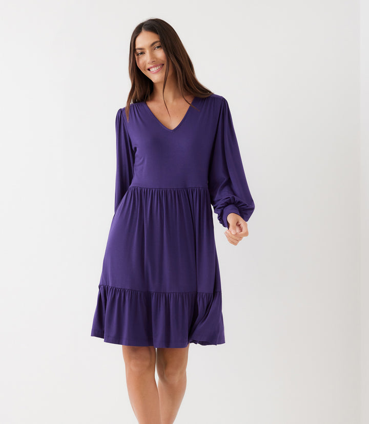 Petite Size Long Sleeve Tiered Dress