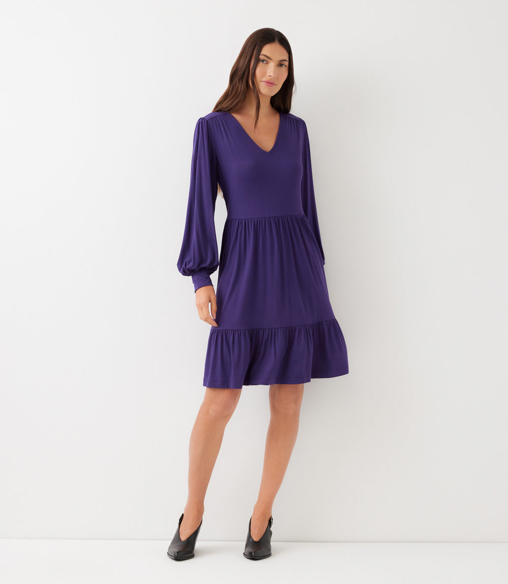 Petite Size Long Sleeve Tiered Dress