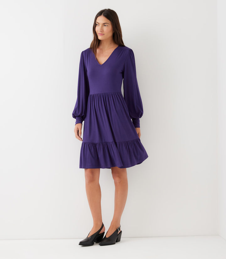 Petite Size Long Sleeve Tiered Dress