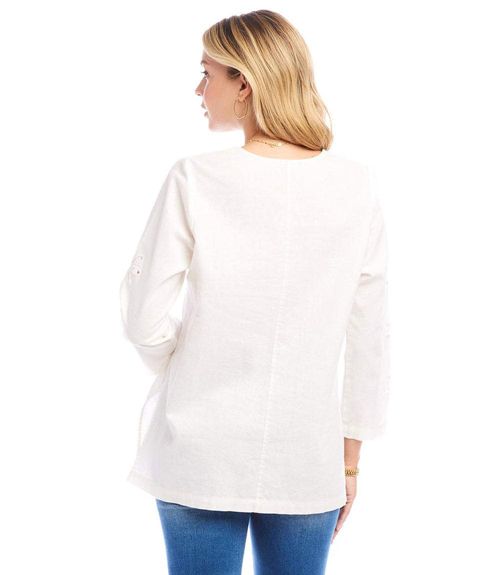 Cutout Embroidered Flower Detail Tunic