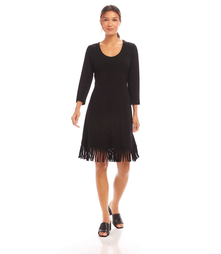 3/4 Sleeve Fringe Hem Dress