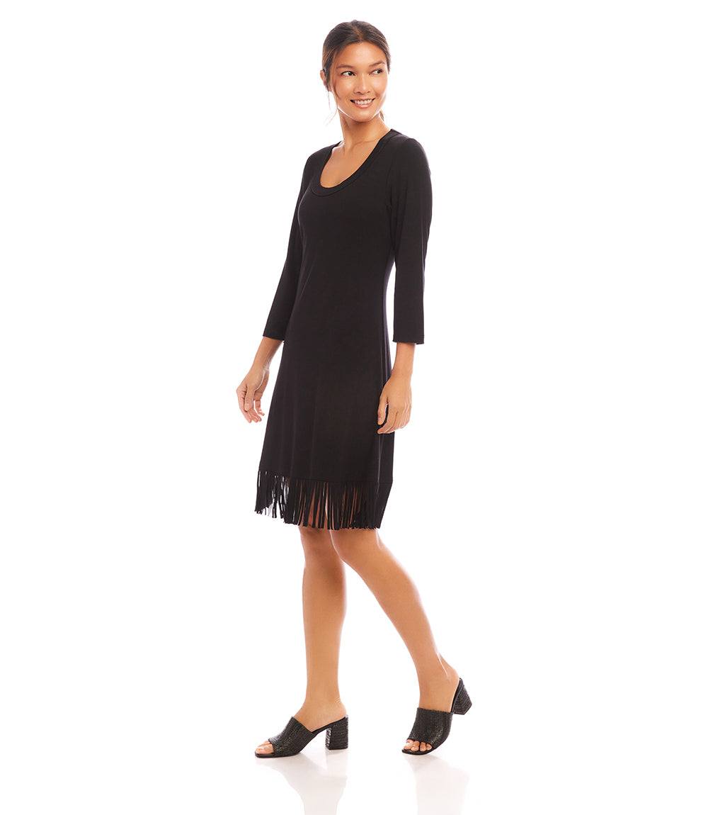 3/4 Sleeve Fringe Hem Dress