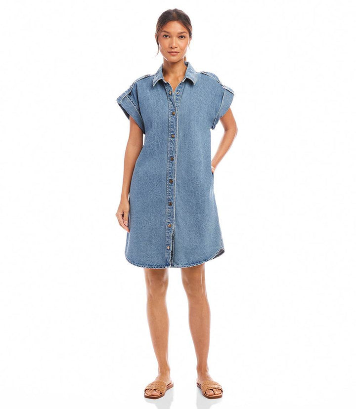 Cap Sleeve Denim Shirtdress