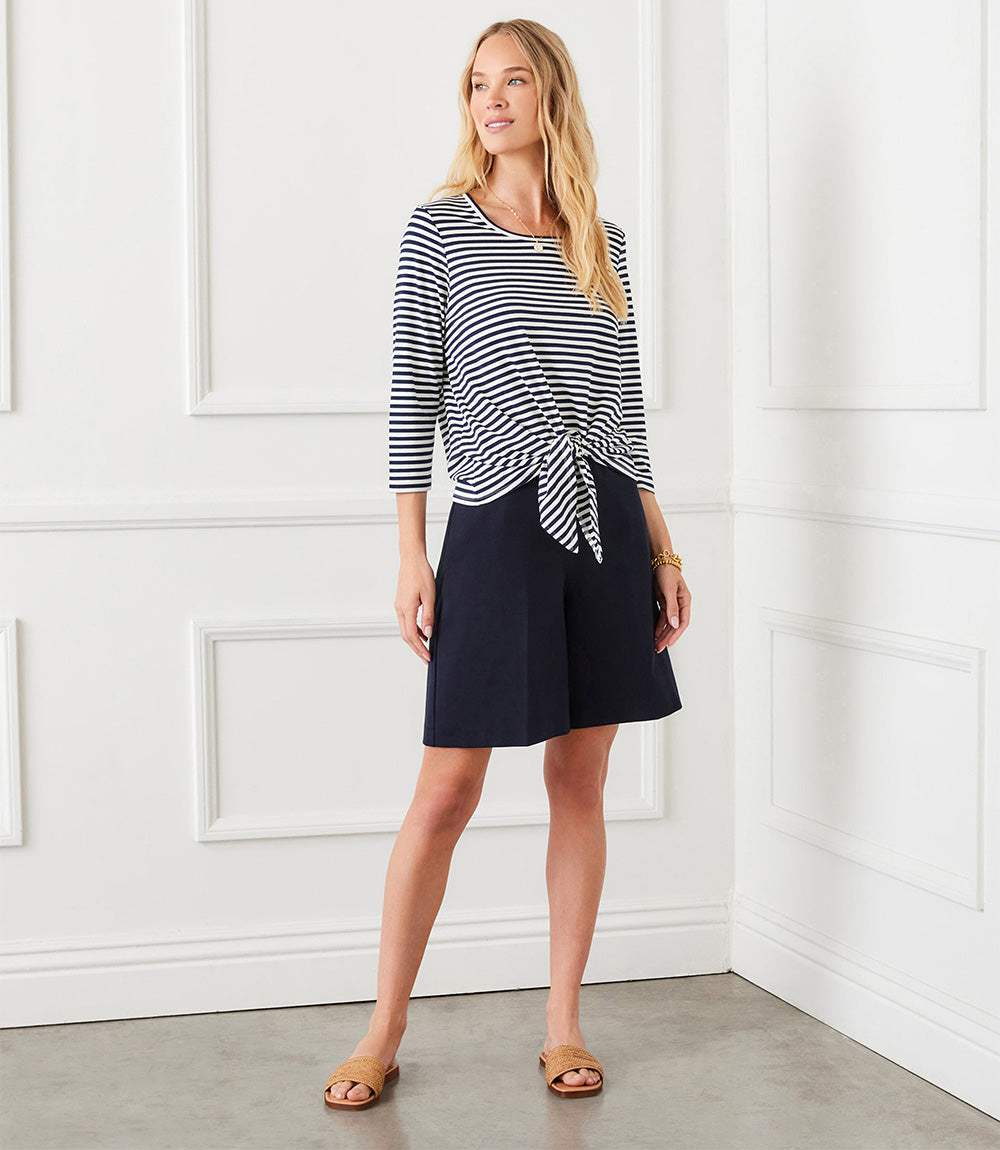 3/4 Sleeve Tie Front Top