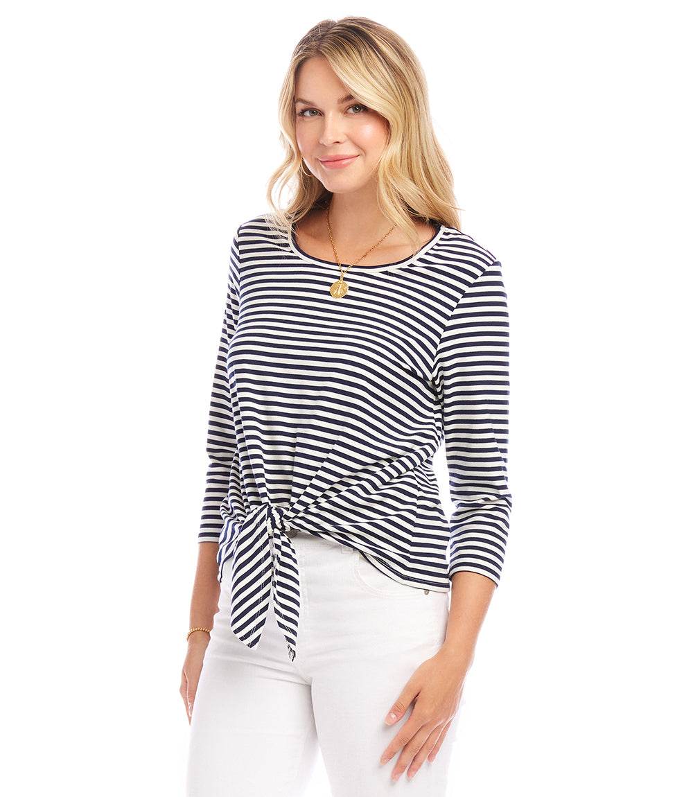 3/4 Sleeve Tie Front Top