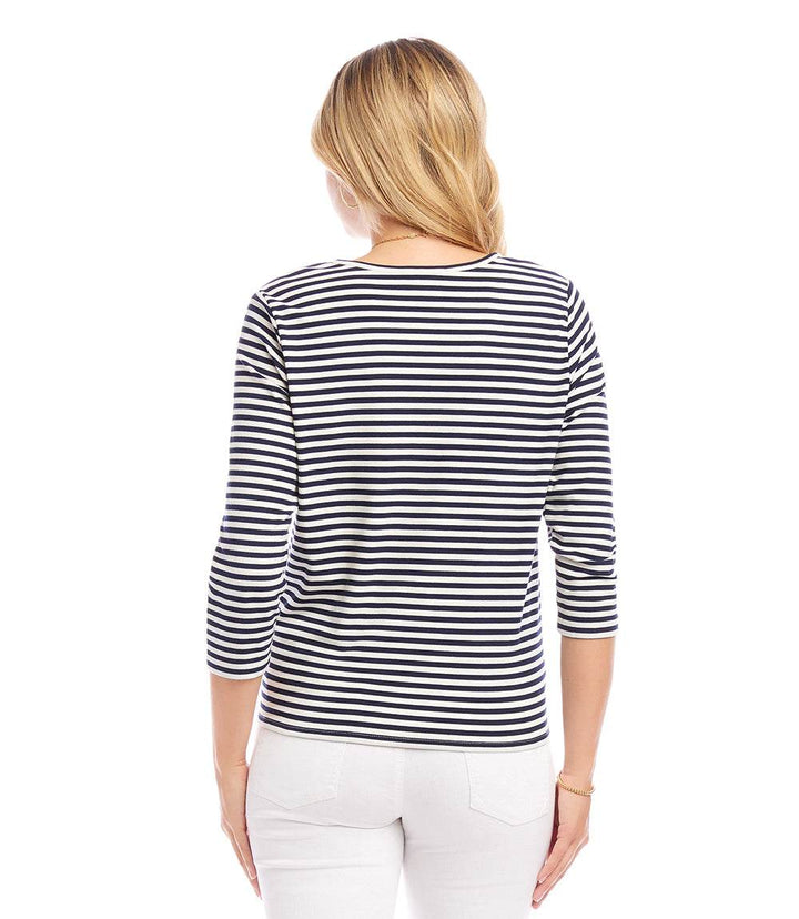 3/4 Sleeve Tie Front Top