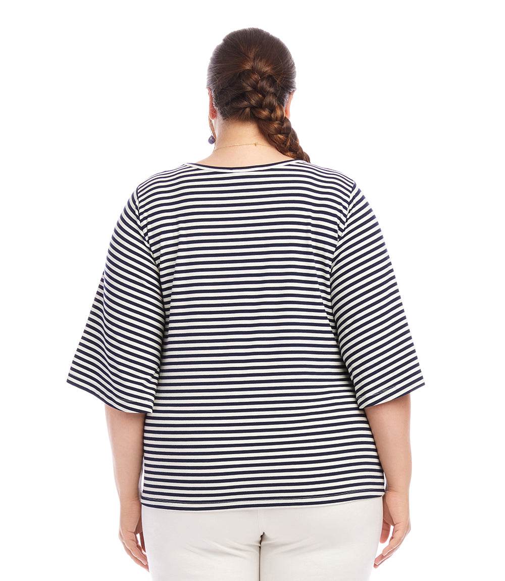 Plus Size Flare Sleeve Pick Up Top