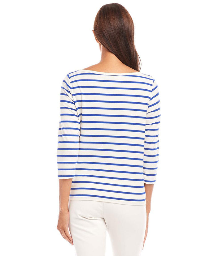 Stripe Boatneck Tie-Front Top