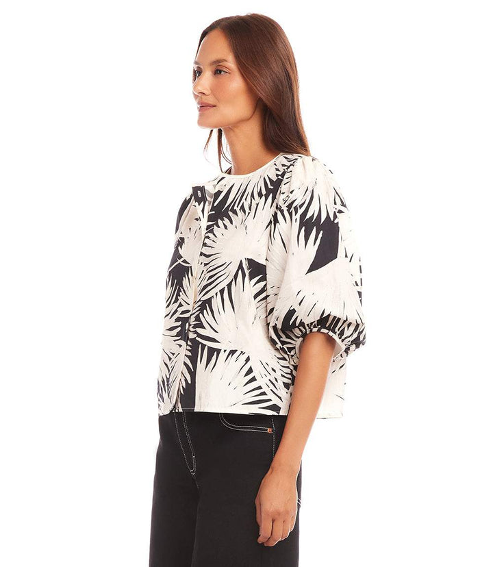 Puff Sleeve Button-Front Shirt