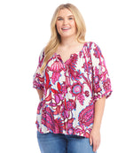 Plus Size Short Sleeve Peasant Top