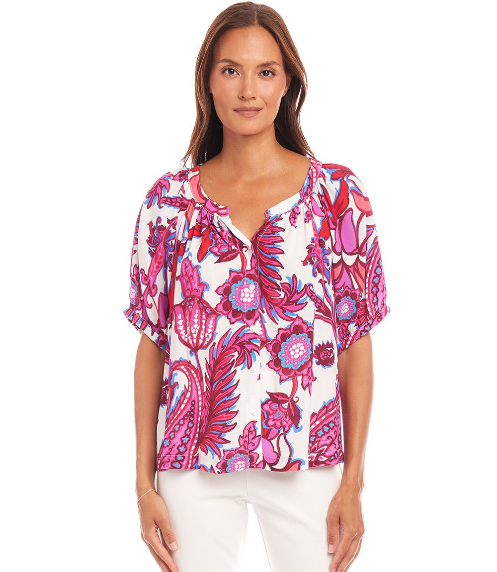 Short Sleeve Peasant Top