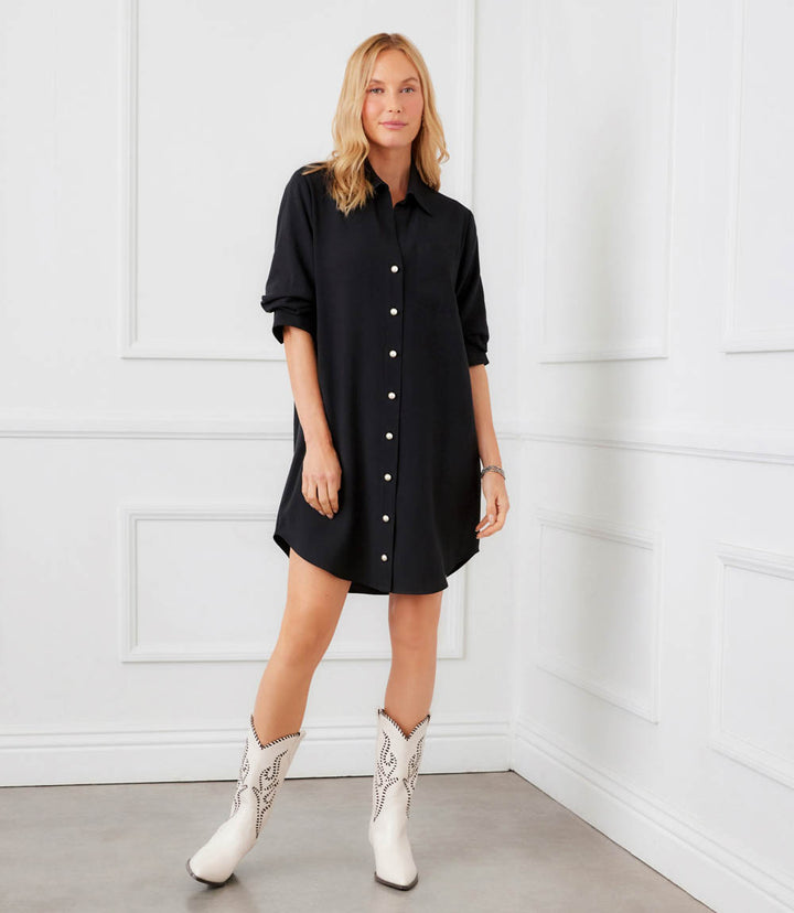 Ruched Sleeve Shirtdress