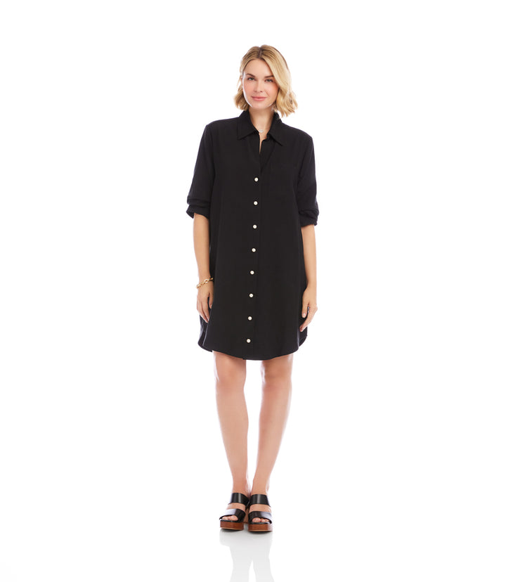 Ruched Sleeve Shirtdress