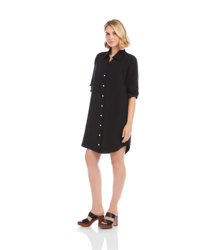 Ruched Sleeve Shirtdress