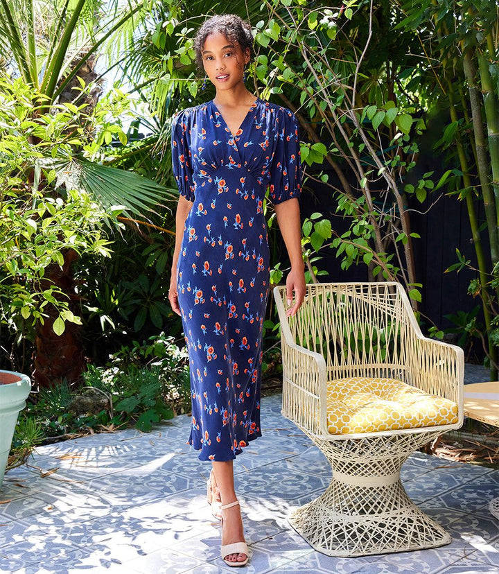 Bias Puff Sleeve Dress