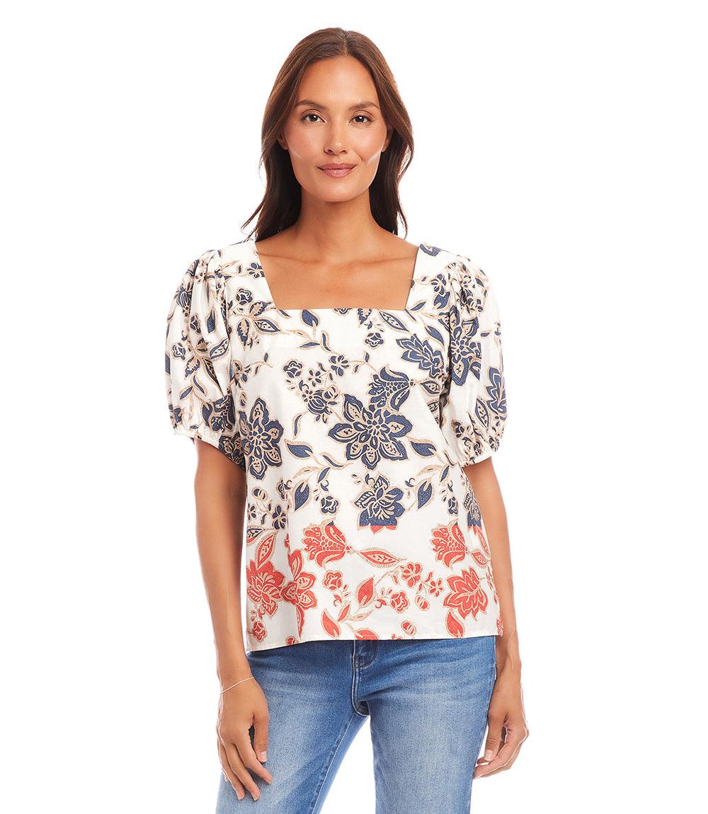 Puff Sleeve Square Neck Top